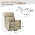 thumbnail image 5 of Genuine Leather Swivel Rocker Recliner,Push Back Chair with Adjustable Backrest Footrest, Modern Home Theater Lounge Sofa Armchair for Living Room Bedroom Beige, 5 of 9