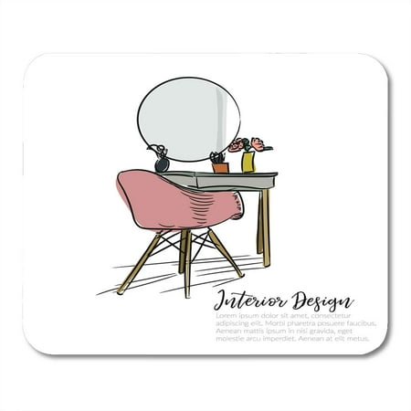 LADDKE Pink Beautiful Interior Design Hand Drawing Dressing Table Make Up Women Bedroom Girlie Room White Beauty Mousepad Mouse Pad Mouse Mat 9x10 (Best Drawing Room Interior)