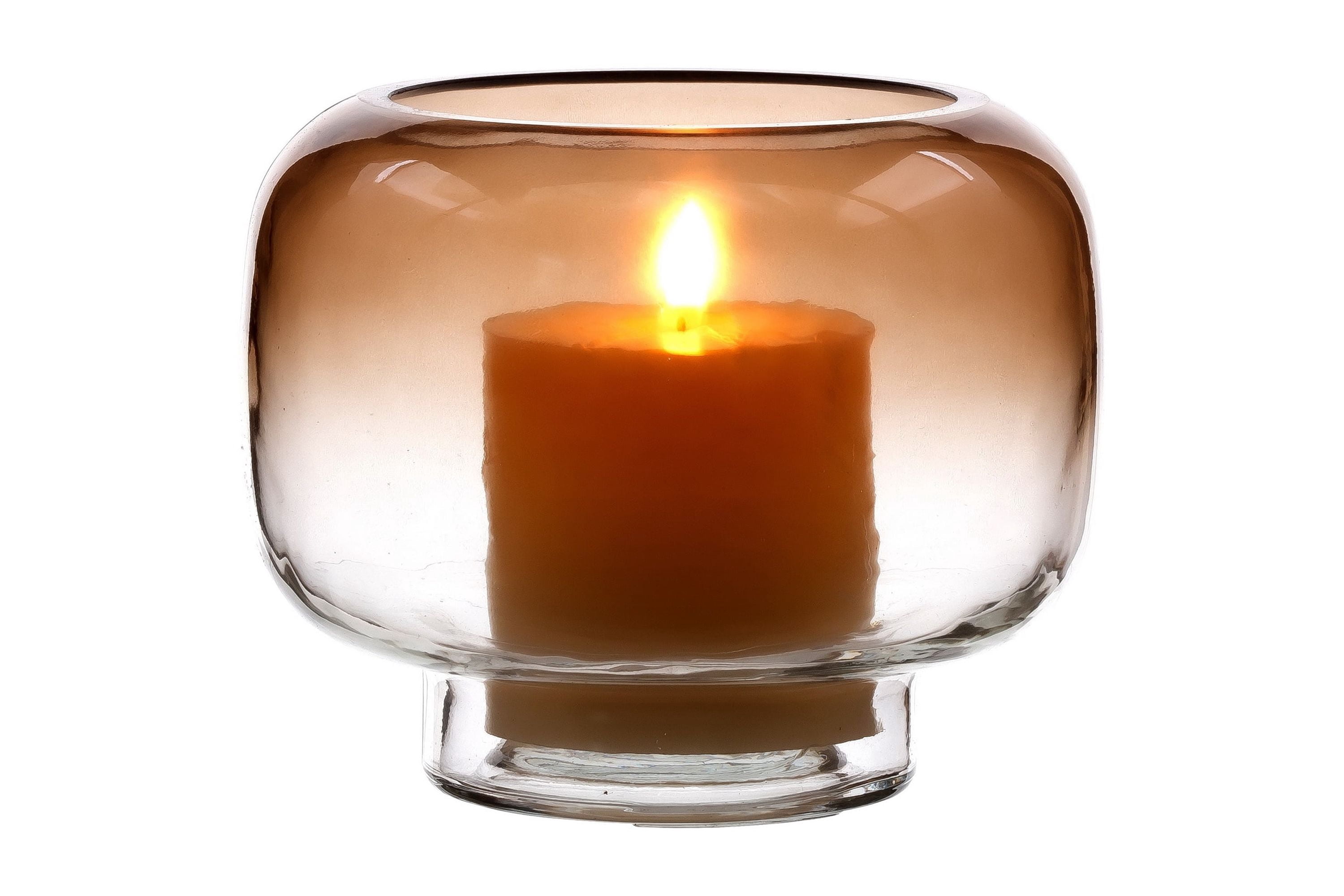 Mainstays 5.2" Brown Ombre Glass Hurricane Pillar Candle Holder Small