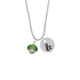 thumbnail image 2 of Delight Jewelry Green Faceted Glass Spinner Silvertone Script Initial Disc - & - Charm Necklace, 20"+3", 2 of 4