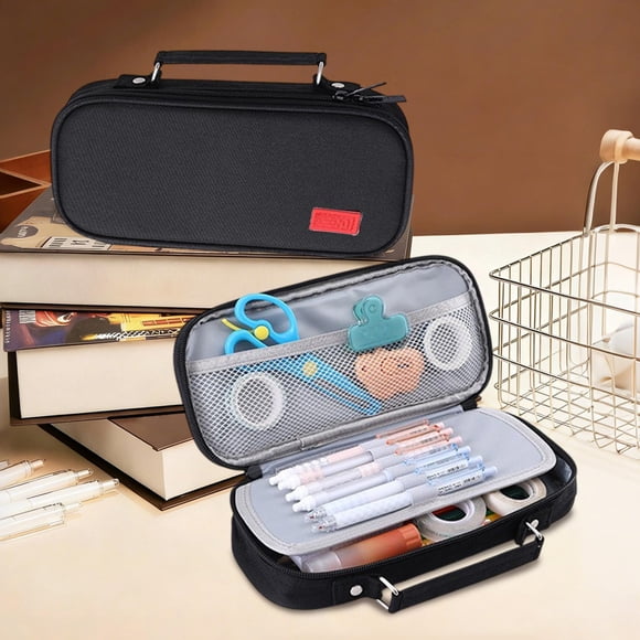 Ohmyroo Étui à Stylos en Toile à Grande Capacité, Multi-Couches, Portable, Organisateur de Papeterie pour Professionnels de Bureau