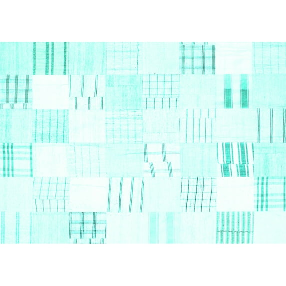 Ahgly Company Machine Washable Indoor Rectangle Solid Turquoise Blue Modern Area Rugs, 8' x 12'
