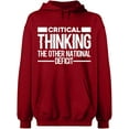 thumbnail image 2 of OXI Hoodie Sweatshirt - Critical Thinking, Basic Casual Hoodie for Men's and Women Fleece Hoodie Long Sleeve - Antiquee Cherry Medium, 2 of 3