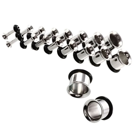 DESIGNICE 18Pcs Ear Tunnel Plug Gauge Stretching Kit Stainless Steel Ear Stretching Kit 14G-00G
