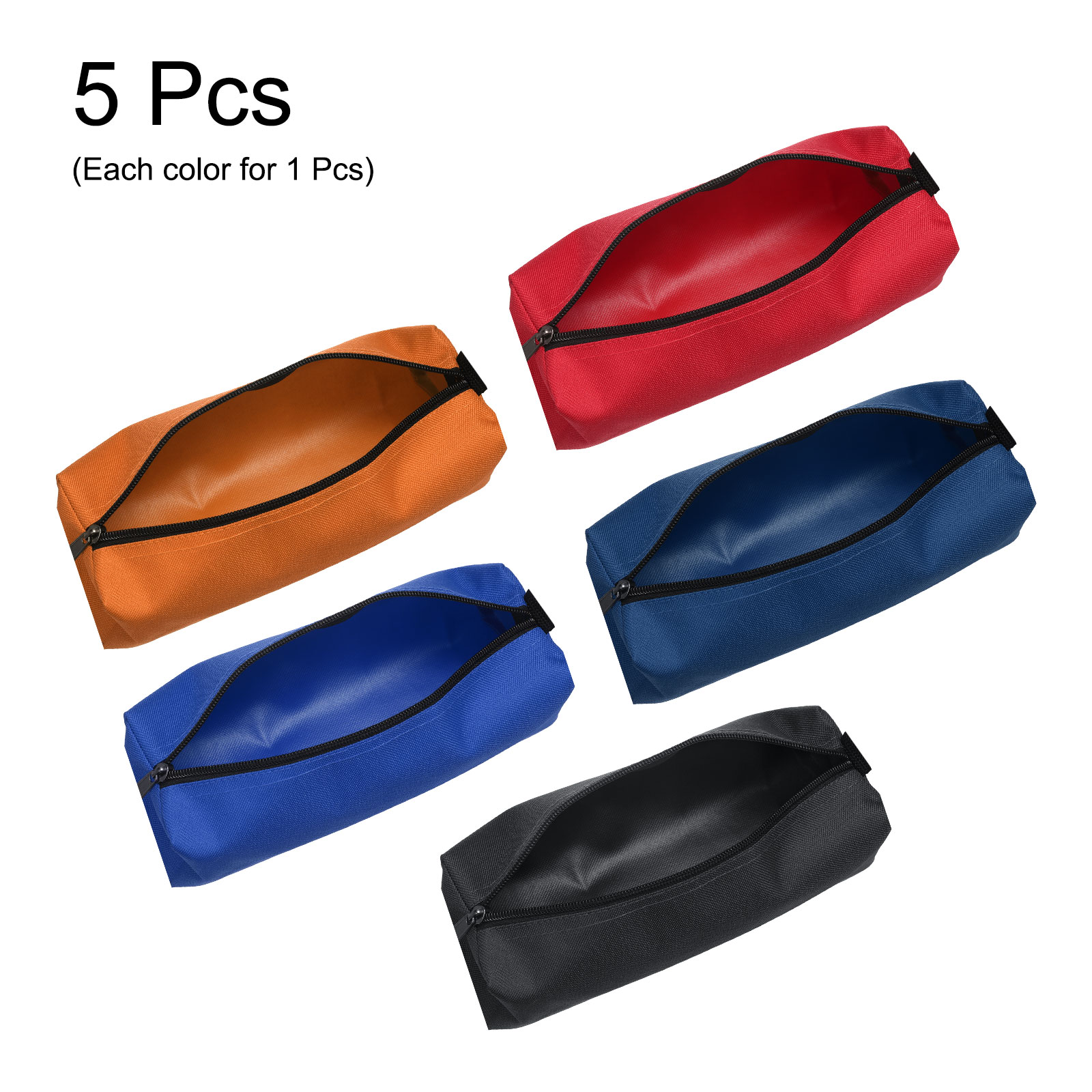 Uxcell 5pcs Zipper Utility Tool Bag 9.8x3.4x2.8 Inch Multi-purpose Tote Bag, 5 Colors