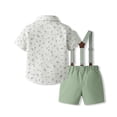 thumbnail image 6 of ANINEO Toddler Boys Short Sleeve Floral T Shirt Tops Suspenders Shorts Child Kids Gentleman Outfit Sets Classic Toddler Clothes Sets, 6 of 9