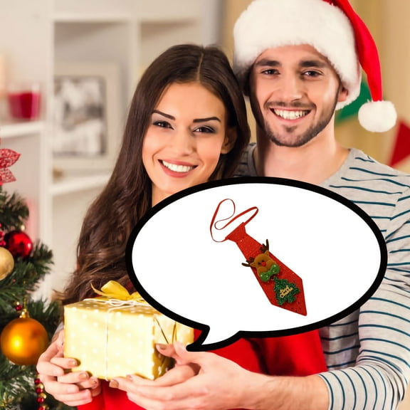 ToyKingdee Christmas Necktie Light Up Zipper Tie Sequin Luminous Necktie Santa Deer Pre-tied for Party Supplies Banquet Festival Party