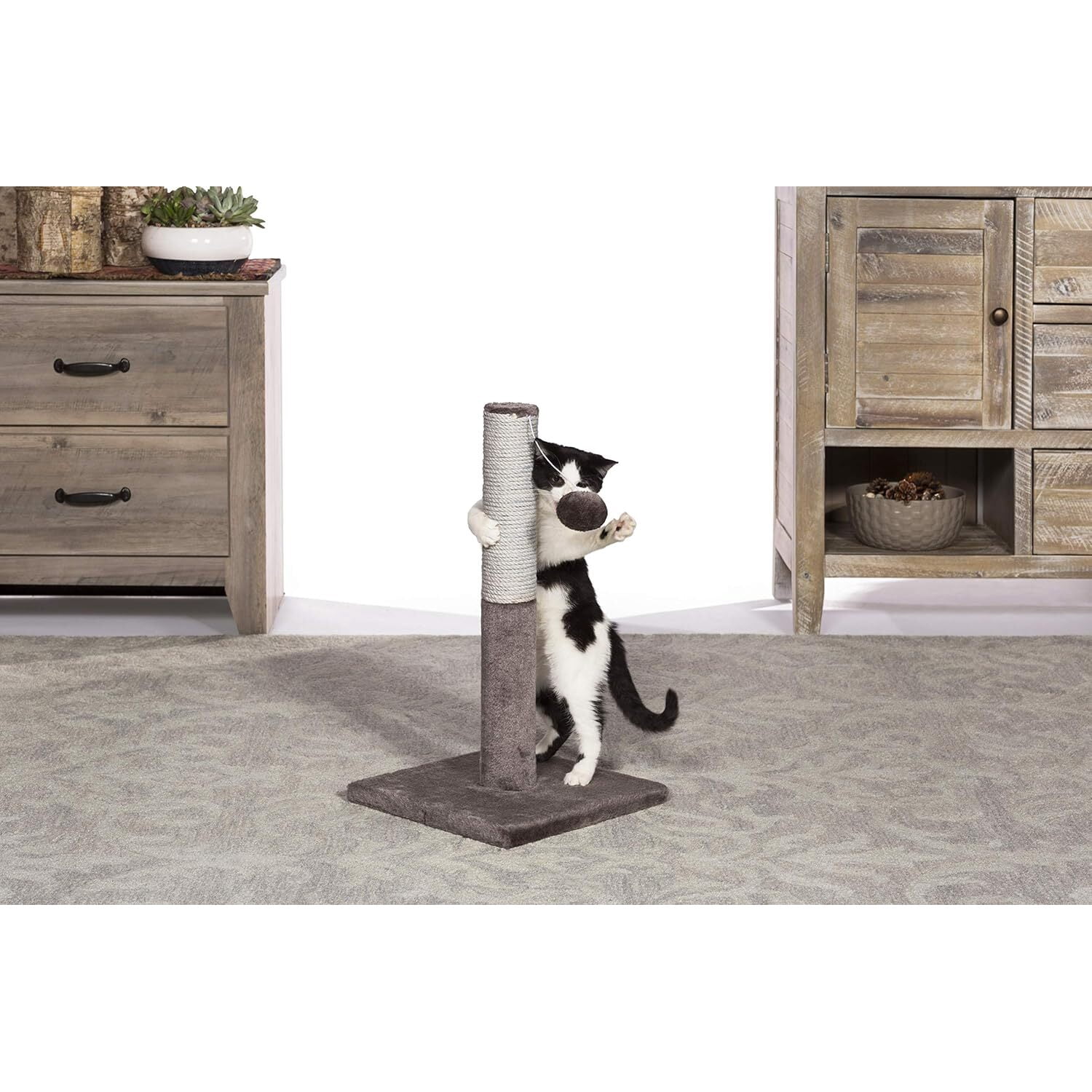 HomeStock Modern Marvel Cat Scratching Post with Sleek Contemporary Design, Durable Materials, Sturdy Base, and Perfect Height for Cats to Scratch-Size:11.63"L x 11.63"W x 20.5"H