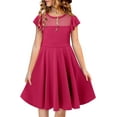 thumbnail image 2 of KISSMODA Girls Dress Casual Round Neck A Line Ruffle Sleeve Knee Length Dresses 4-13 Years, 2 of 4