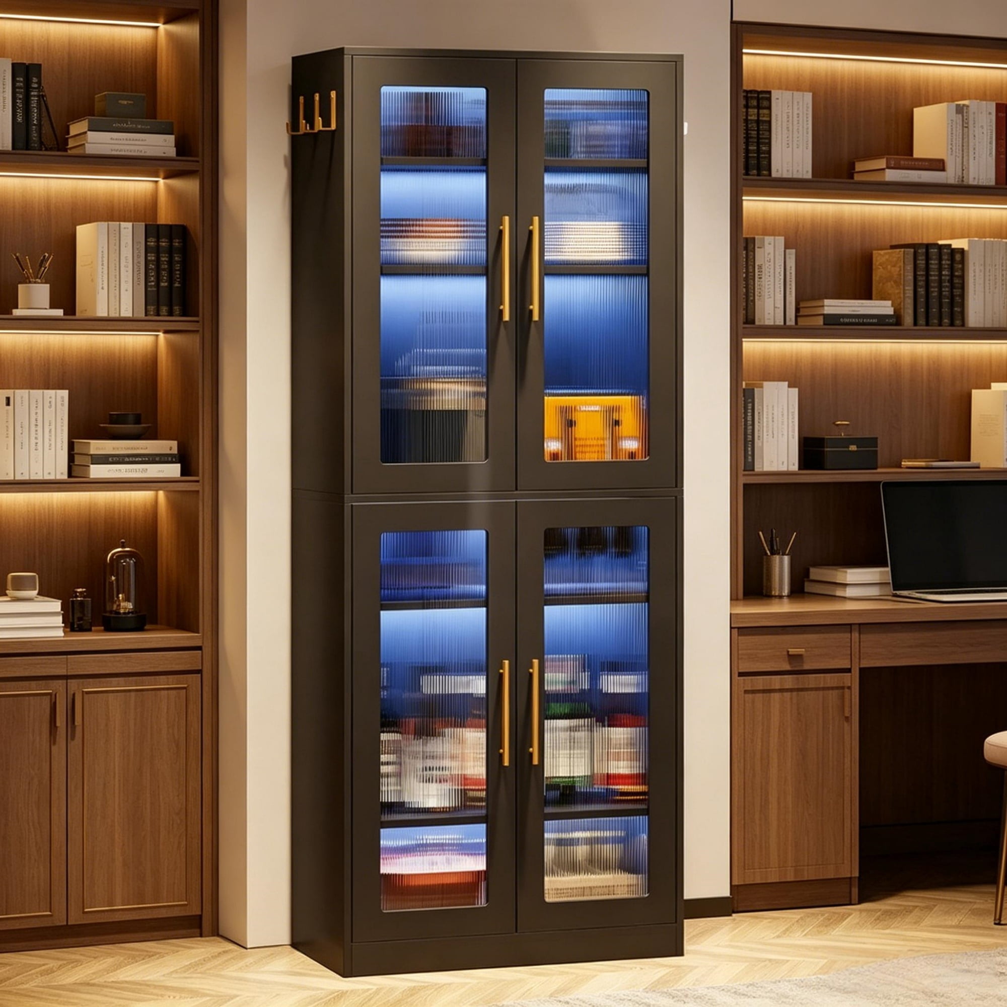 LED-Lit Bookcase with Remote-Controlled RGB Light