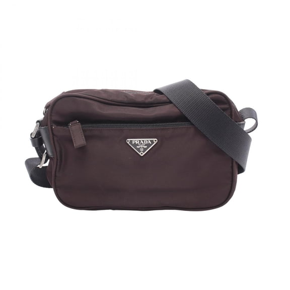 Pre-Owned Prada VELA SPORT Shoulder Bag/Handbag, Nylon and Leather, Women's, Brown, BT0167