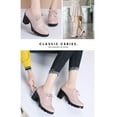 thumbnail image 5 of Xfvqtps Ladys Oxford Shoes British Style Chunky Heel Platform Hollow Out Wingtips Toe Lace Up Solid Color Fashion Retro Classic Leather Brogues Shoes Pink, 5 of 6
