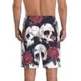 thumbnail image 4 of Lsque Gothic Skulls And Roses Mens Sleep Pajama Shorts,Short Pajama Pants, Cotton Ultra-Soft Knit-X-Large, 4 of 9