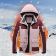 thumbnail image 4 of Winter Coats for Women Zpanxa Men's Waterproof Jackets, Casual Patchwork Thicken Warm Hooded Zipper Coats with Multi Pocket Pink XXL, 4 of 6