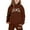 Brown, variant on lnmuld Two Piece Outfits Girls Letter Print Hooded Sweatshirt Outfit Set Stylish Everyday Wear Comfortable Casual Kids Clothes for Daily Activities Solid Color Size:9-10 Years