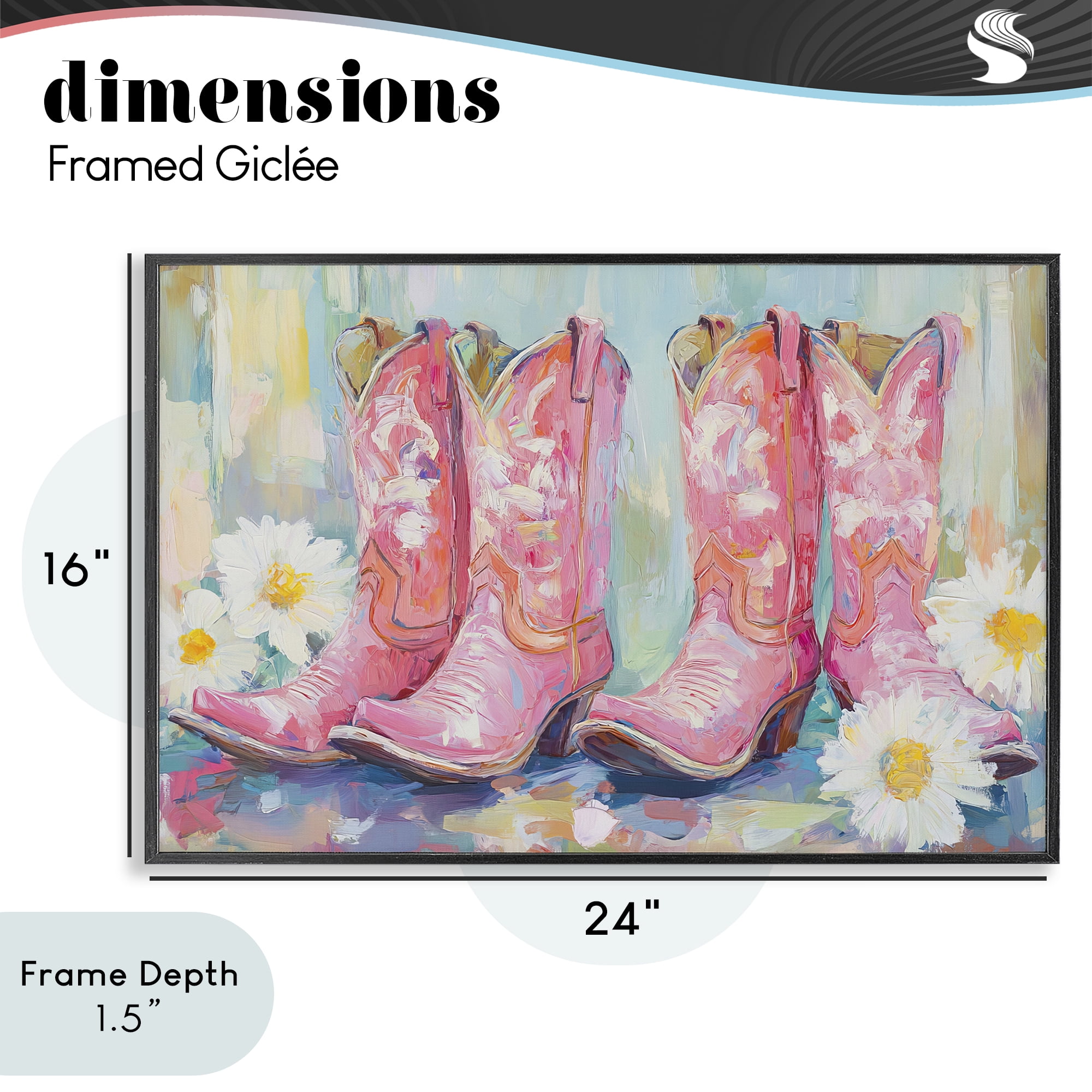 Stupell Industries Pink Cowgirl Boots Pairs Black Framed Giclee Art, design by Tina LeCour