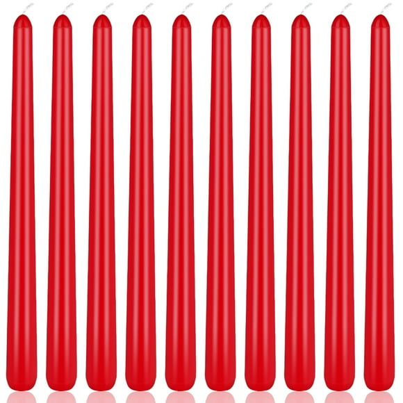 Candle Yiflyer en forma de cono burdeos, 25 cm, sin perfume, paquete de 10