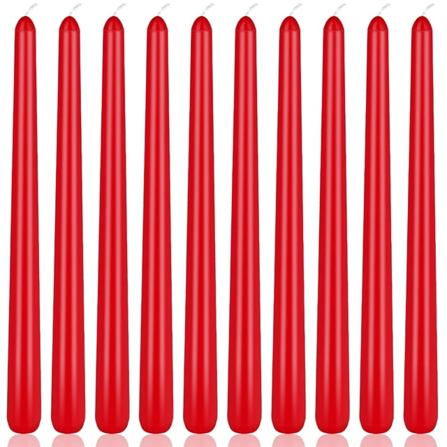 Candle Yiflyer en forma de cono burdeos, 25 cm, sin perfume, paquete de 10