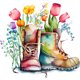 thumbnail image 5 of Hilo de Bordar Algodón Completo Wdftyju 18CT Impreso Pareja Botas 30x30cm, 5 of 9