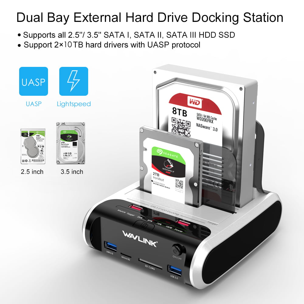 WAVLINK USB 3.0 to SATA Dual Bay External Hard Drive Docking