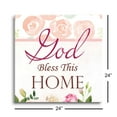 thumbnail image 3 of Bless This Home Soft Pink Floral 24 x 24 Glass Wall Hanging Sign, 3 of 4