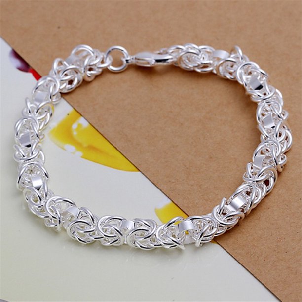 Pulsera de cadena sólida cuadrada de Plata de Ley 925 Noble para mujeres y hombres, abalorio, regalo de fiesta, joyería de moda de boda