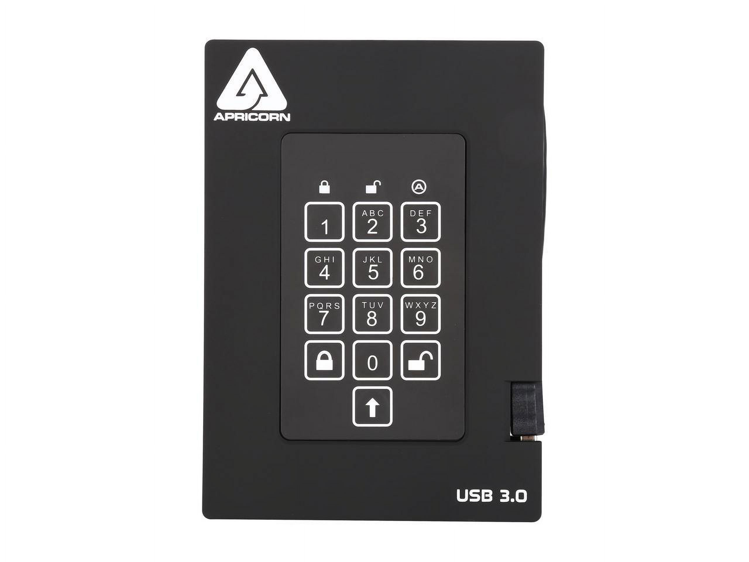 Apricorn Aegis Padlock A25-3PL256-1000F 1 TB External Hard Drive - USB 3.0 - 5400rpm - 8 MB Buffer - Portable