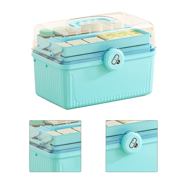 Large Capacity 3 Layer Storage Box, Watertight Portable First Aid Organizer Travel Medical Storage Box for Home & Outdoor Use