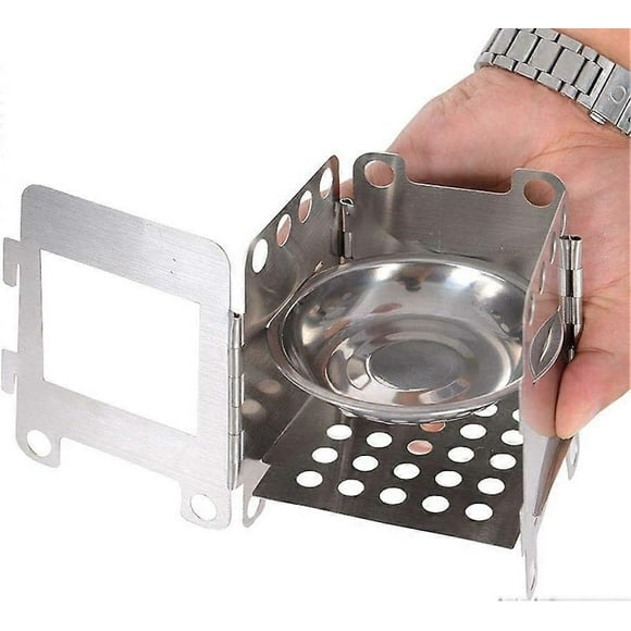 Stainless Steel Camping Stove, Portable Wood Stove, Collapsible Camping Alcohol Stove, with Stainles