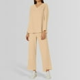 thumbnail image 2 of Ladies' Fashionable And Casual V Neck Solid Color Loose And Linen Two Piece Set, 2 of 4
