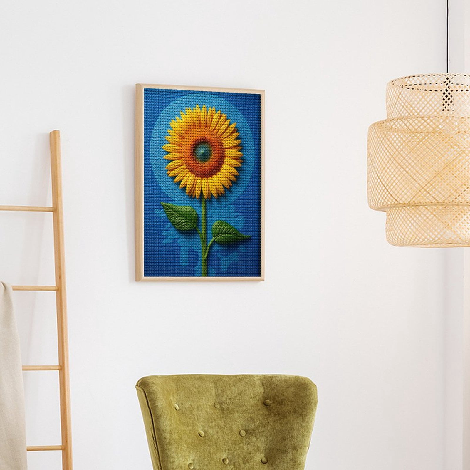 Diamond Art Kits for Adults, Sunflower Blue Canvas Art 5D Diamond Painting Kits for Adults Beginners, DIY Full Drill Diamond Painting, Gem Art and Crafts 12x16