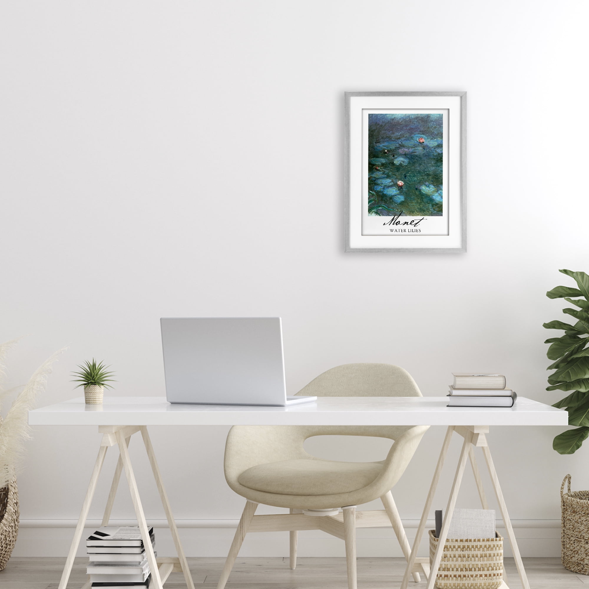 Stupell Industries Monet Water Lilies Gray Framed Print Under Glass, design by Vintage Hustle