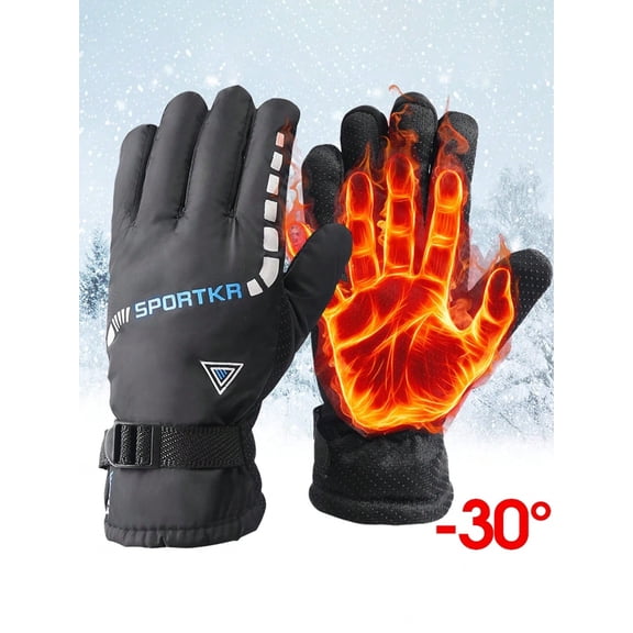 Extra Thick Thermal Ski Gloves, Windproof & Warm for Subzero Cycling & Snow Sports