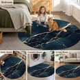 thumbnail image 3 of Round Rug 5ft Area Rug, Marble Texture Pattern Area Rugs for Living Room Bedroom, Gold Geometric Line Floor Mat Non-Slip Non-Shedding Carpet Indoor Accent Rugs, 3 of 9