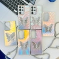 thumbnail image 3 of Compatible with Samsung Galaxy S23 FE Plating Frosted Case, with Colourful Laser Back and Butterfly Kickstand for Women Girls Cute Protective Phone Case Cover with Hand Chain Bracelet, A, 3 of 10