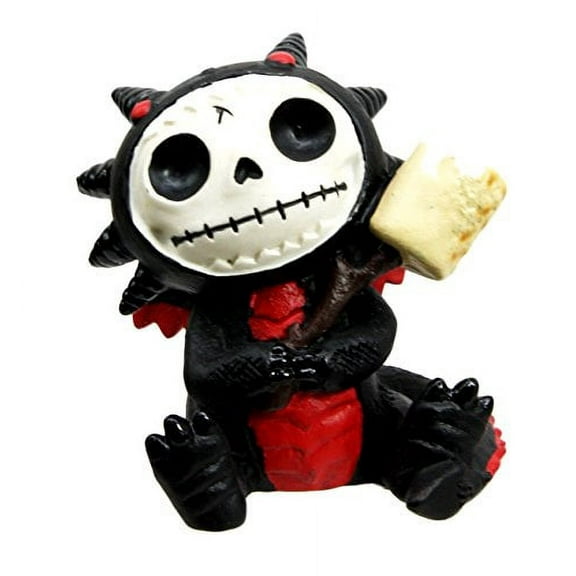 Furry Bones Black Scorchie Marshmallow Skeleton Monster Sit Up Ornament Figurine