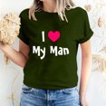 thumbnail image 6 of Women Shirts Dgankt Women's Valentine's Day Short Sleeve Monogram Printed Solid Color Top Short Sleeve Crew Neck Shirt, 6 of 6
