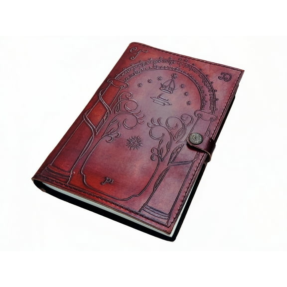 Quirky Craft Doors of Durin Embossed Brown Leather Bound Journal - 9 x 6 Size 200 Pages Writing Diary for Men & Women Book of Shadow