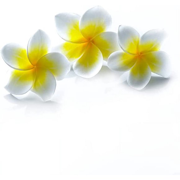 6Pcs 2.7 inch Foam Artificial Plumeria Rubra Flower Heads Hawaiian Frangipani Hair Hat Wreath DIY Crafts Wedding Decoration