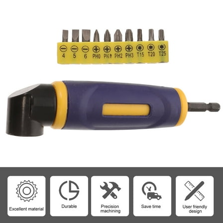 ELAYARD 1Set Angle Drill Driver with 90 Degree Right Angle Adapter for Electric Drills