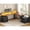 Black+Brown, variant on Farmhouse L Shaped Standing Desk with 4 Drawers and Storage Cabinet, Height Adjustable Computer Desk with Led Lights, Home Office Desk