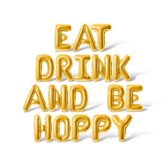 Letter Balloons - EAT DRINK AND BE HOPPY 16" Inch Alphabet Letters Foil Mylar Balloon Easter Party Banner (Gold)