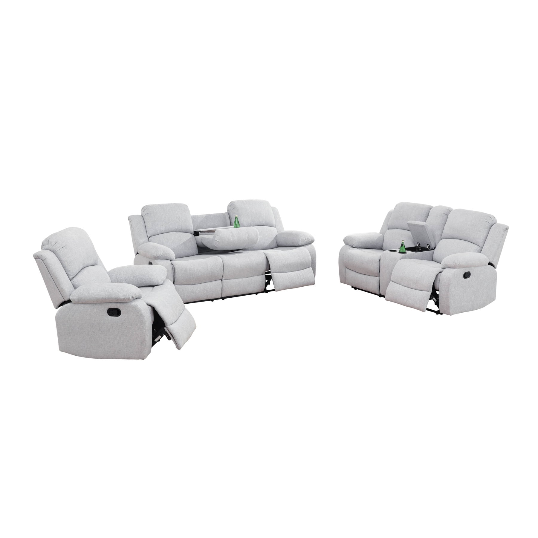 Hommoo Linen Manual Recliner Chairs for Living Room & Home Theater, Reclining Lounge Chair 160° Recline, Grey White