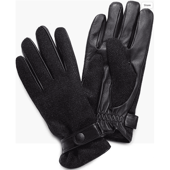 Amicale Men's Gray and Black Plaid Gloves, XL