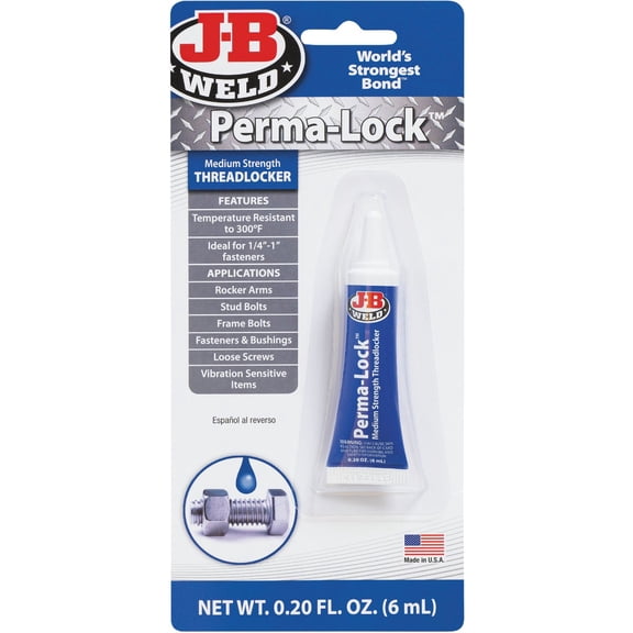 J-B Weld 24206 Perma-Lock Medium Strength Threadlocker - Blue - 6 ml