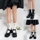 thumbnail image 2 of Calcetines japoneses de estilo Lolita con volantes y volantes para mujer, medias de tubo medio de algodón acanaladas para estudiantes, Harajuku ahuecadas, estilo Kawaii, con lazo,, 2 of 5