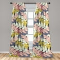thumbnail image 2 of Leafy Pattern Window Curtains, Pop Art Inspirations Leaves Silhouettes with Funky Feels Print, Lightweight Decor 2-Panel Set with Rod Pocket, Pair of - 28"x63", Pastel Pink Yellow Green, by Ambesonne, 2 of 3