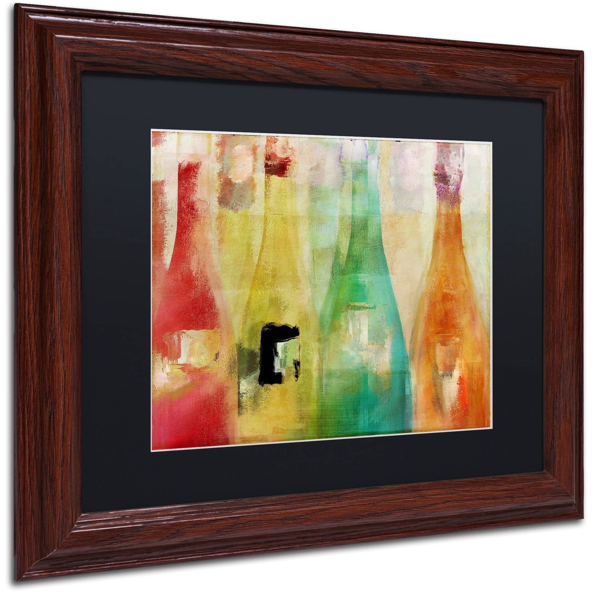 Trademark Fine Art "Bouteilles" Canvas Art by Color Bakery Black Matte, Wood Frame