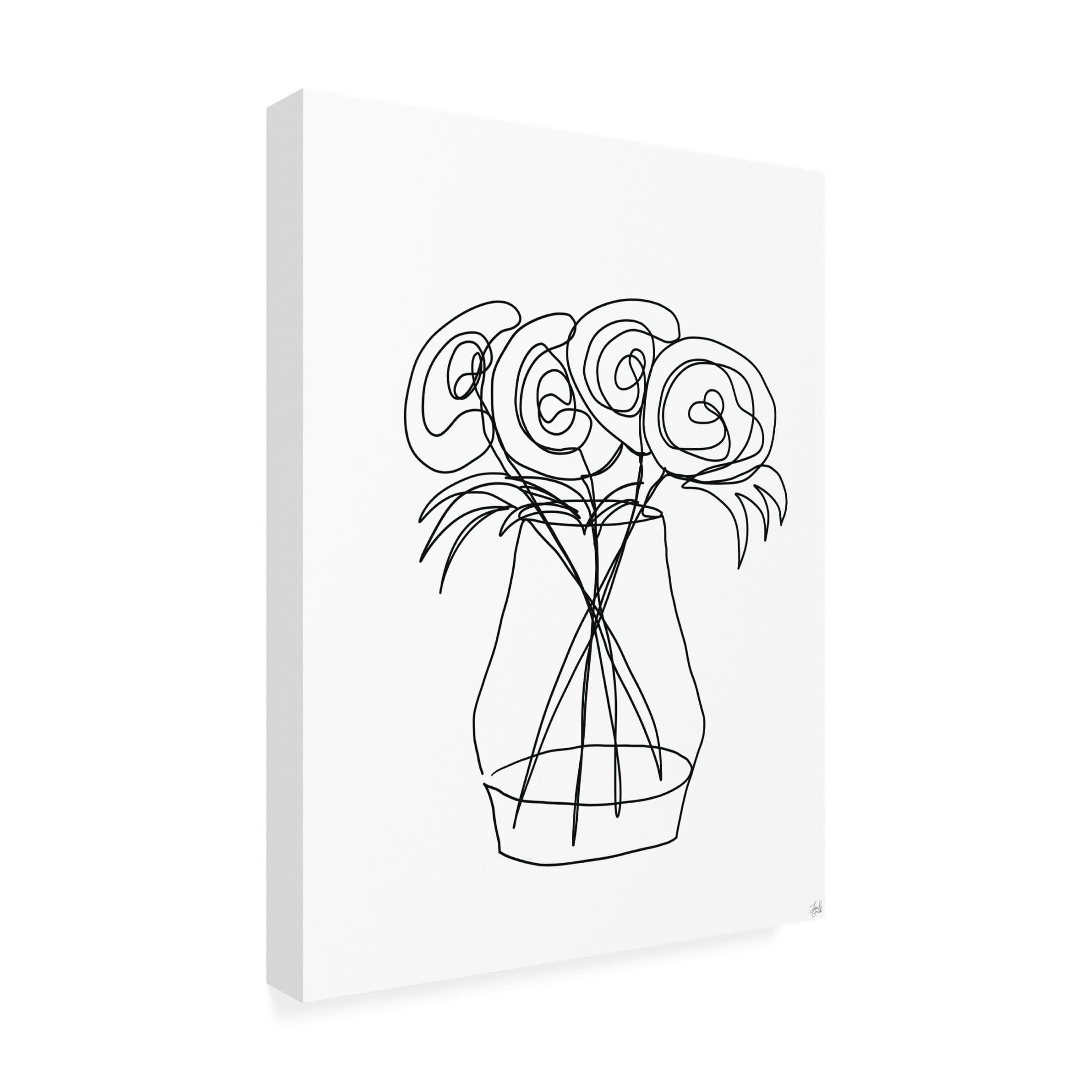 Canvas Wall Art - Line and Brush 'Floral Bunch 1' Wall Art for Living Room, Bedroom, or Office Décor by Trademark Fine Art - 24 x 32 Inches