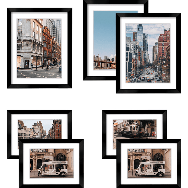 ArtbyHannah 8 Piece Black Gallery Wall Photo Frame Set, Modern Landscape  Wall Decor for Home and Office Multi Size 